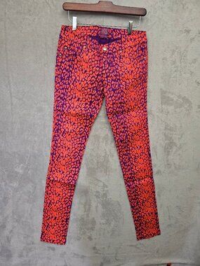 NWT TRIPP NYC Neon Leopard Print Skinny Jeans Style IS9767P Purple Orange